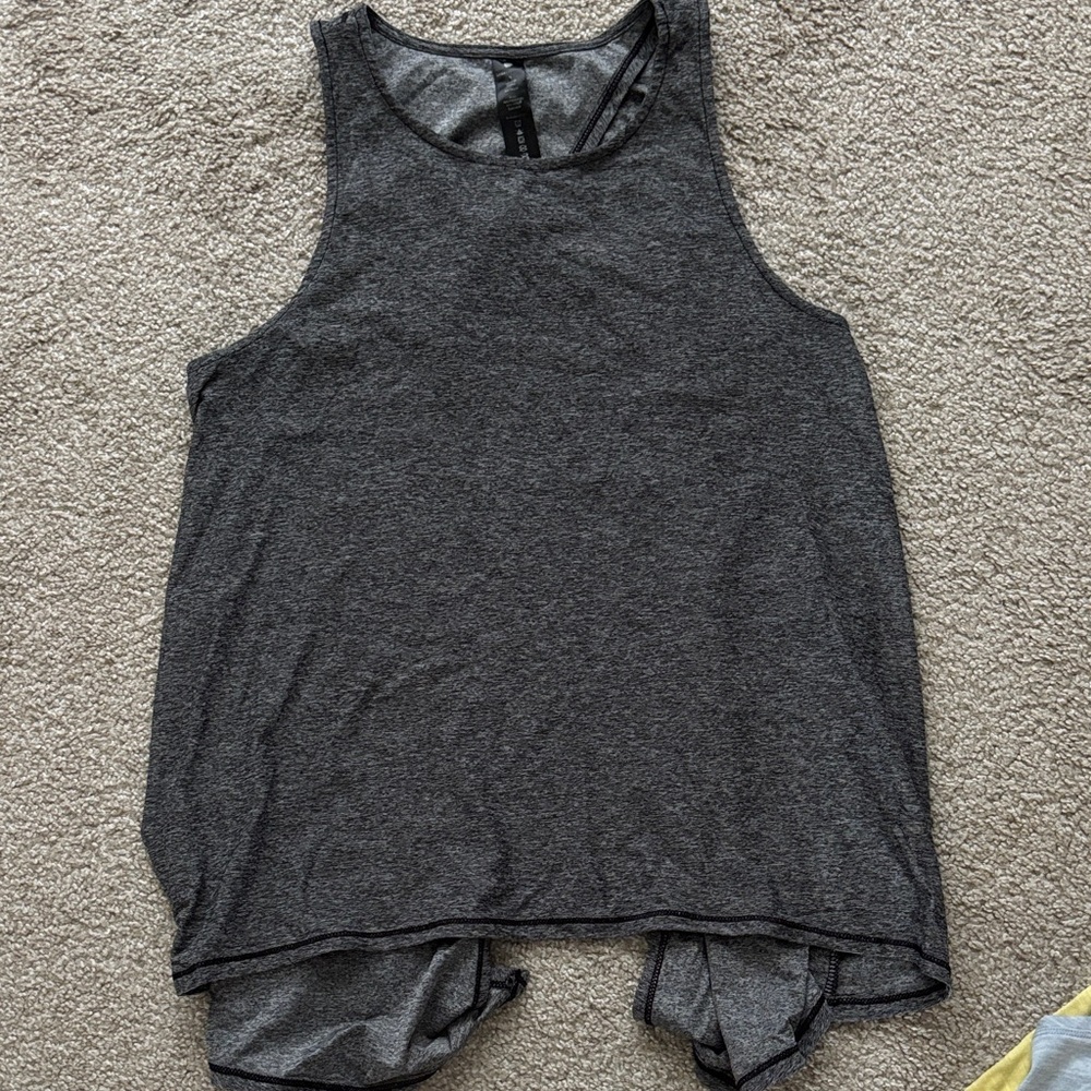 Gray open back tank top new